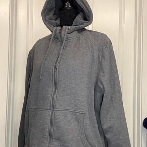George Sherpa Lined Hoodie – Gray Zip Up – XL